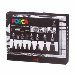 Set de Marcadores Posca Mix X8 Trazos Negros