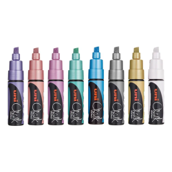Set De Marcadores De Tiza Uni Chalk Estuche X8 Metalizados